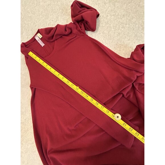 Alya Women’s Small Maroon Red Soft Knit Fit & Flare Dress Long Sleeve Round Neck - Picture 6 of 8